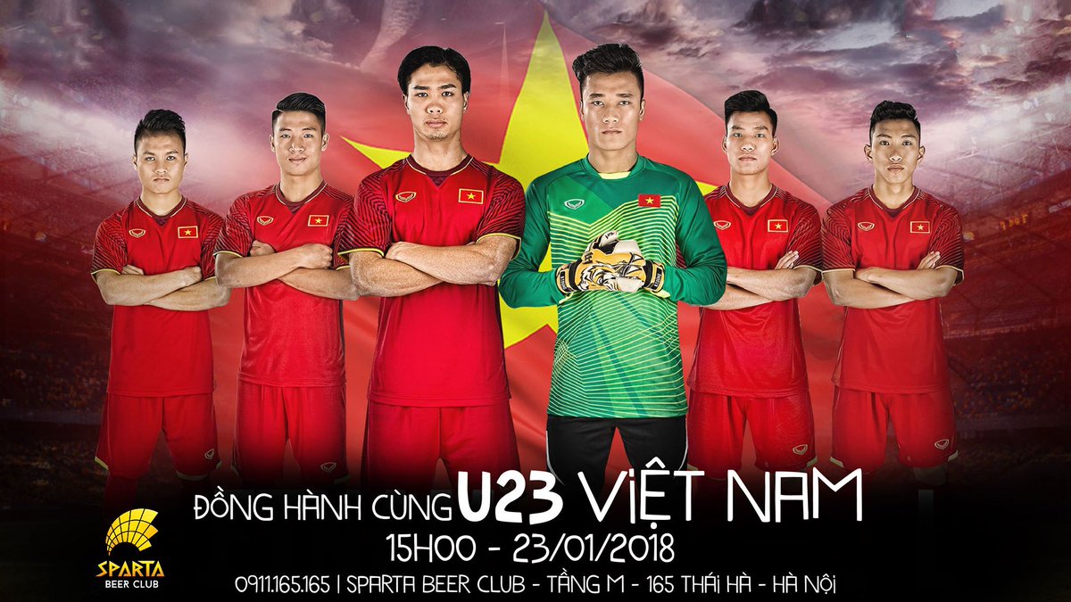 lehan_le's tweet photo. THỨ 3 [23/01/2018]
CHÁY CÙNG CÁC CHIẾN BINH “ U23 - VIỆT NAM “ TẠI SPARTA BEER CLUB
Ngày mai, 23/01 vào lúc 15h00 tại Sparta sẽ truyền hình TRỰC TIẾP trận bán kết giữa " U23 Việt Nam &amp; U23 Qatar " qua màn hình tivi cực khủng  
*165 Thái Hà
Hotline: 0911.165.165 https://t.co/DXFjiA1Faz