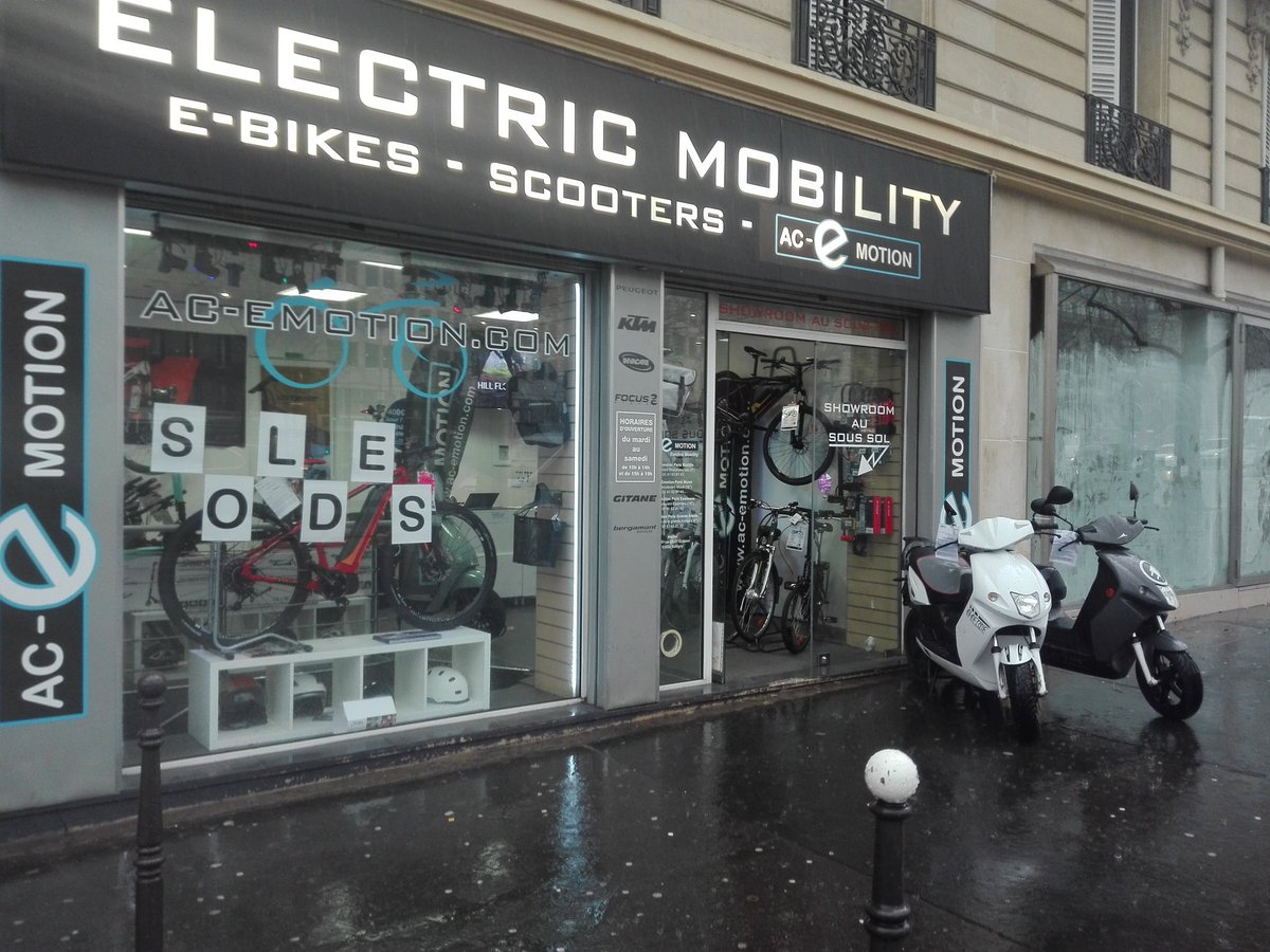 AC-Emotion, 40 avenue de la Grande-Armée (Paris 17e) est ouvert par tous les temps, même le lundi.
#veloElectrique
#trottinetteElectrique
#scooterElectrique