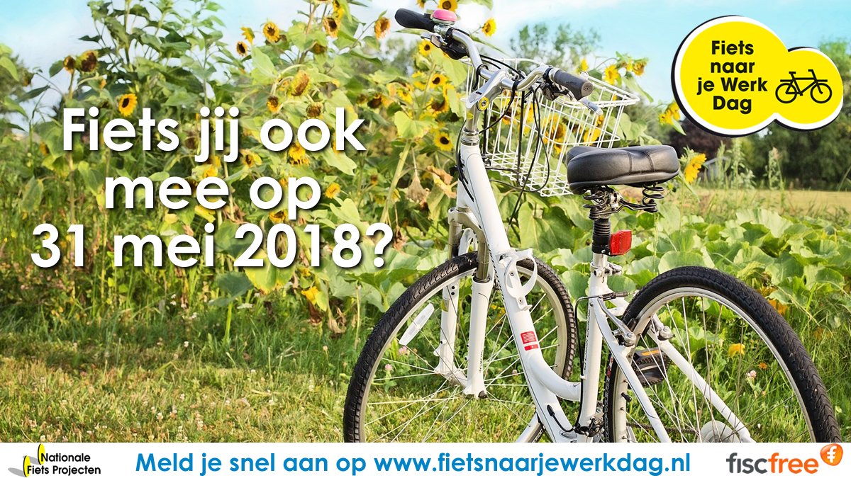 FNJWD's tweet photo. Yes! Donderdag 31 mei vindt de jaarlijkse ‘Nationale Fiets naar je Werk Dag’ plaats. Het wordt de 12e editie en ook dit jaar hopen wij weer op een recordaantal deelnemers! Wil jij ook meedoen? Geef je op via https://t.co/320DezzbIb en maak kans op mooie prijzen! #NFNJWD #FNJWD https://t.co/IfZwnvQ9bH