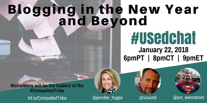 jon_wennstrom's tweet photo. Interested in #EdBlogging? Join us for #USedchat tonight as we discuss ways to get creative & stay motivated in your writing! https://t.co/Uq4Ua2aZzj