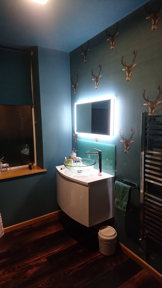 Another Happy customer... Bathroom looking fabulous with 'Stag Teal' designed by <a href="/lisakbliss/">Lisa Bliss</a> #wallpaper #interiordesign #Interiors #homedecor #home #funky #stag