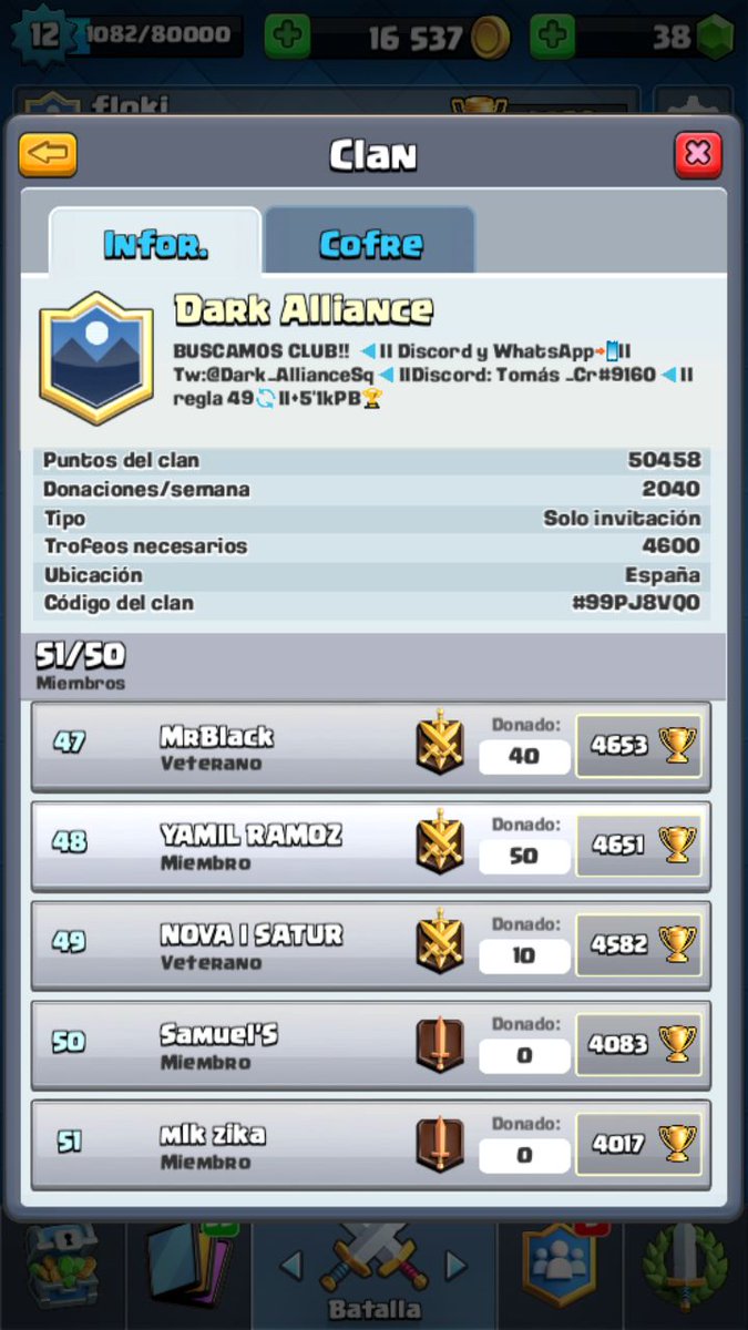 Hoy hemos batido un nuevo récord, de hecho ningún clan ha hecho esto nunca.😵😵 !!51 personas en el clan!! ¡¡Chúpate esa Jonas!!😂