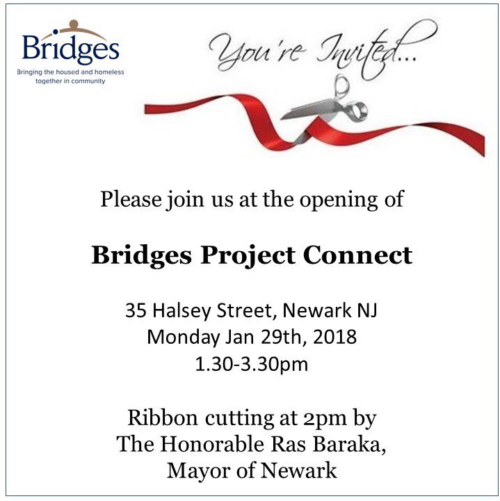 BridgesSummitNJ's tweet photo. Ribbon cutting at Bridges Project Connect in Newark by Mayor Ras Baraka, 35 Halsey Street 2pm Monday Jan 29 https://t.co/6zw9j4Y1Cd