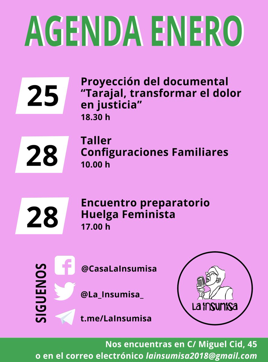 No te pierdas nuestras actividades en enero, asiste y participa