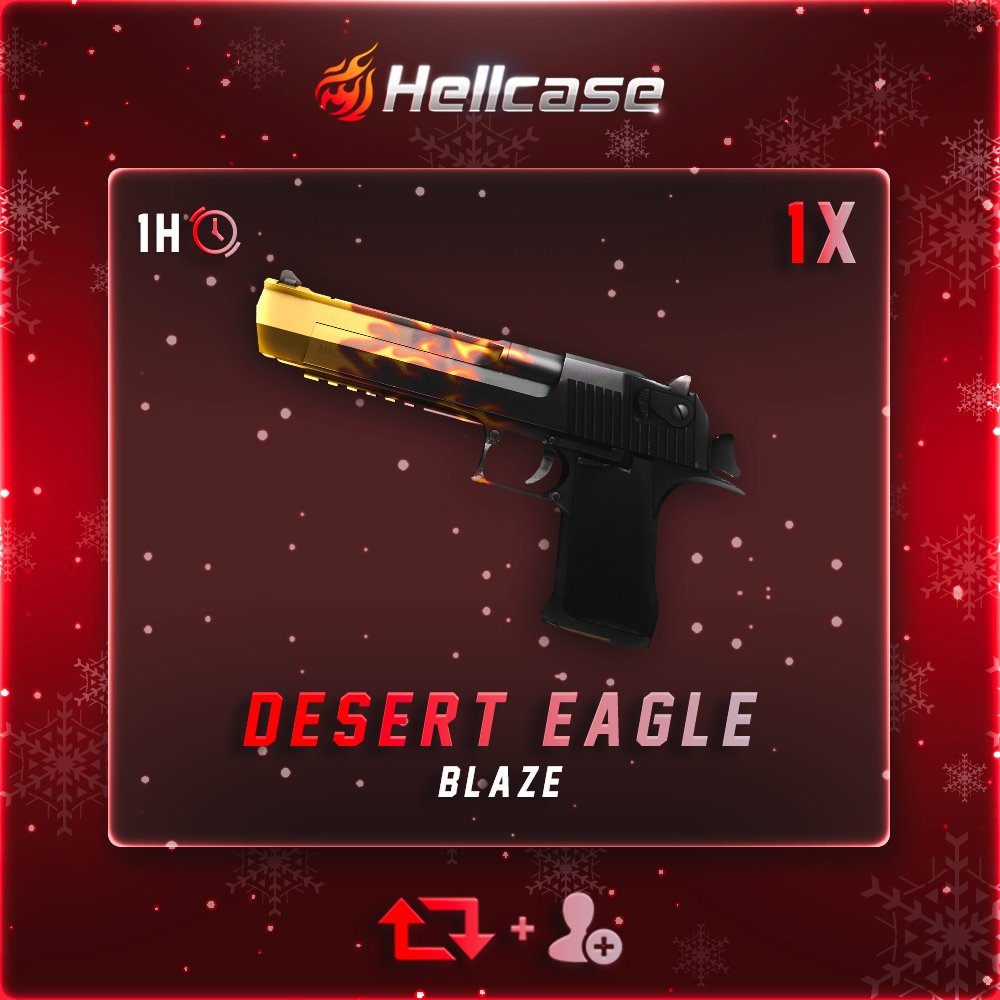hellcase's tweet photo. ❄️Desert Eagle | Blaze  #Giveaway:

 ❗️ CLICK https://t.co/LJhvePAFQQ   
⛄️ Like + RT + Follow us
⛄️ Paste your profile URL

🏆Winner in 1 hour! https://t.co/G6phBSmFst