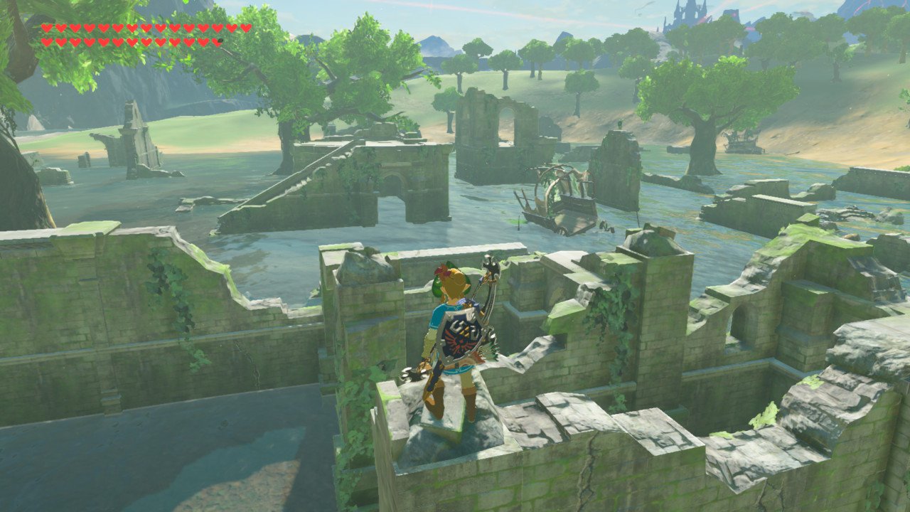 ゆの字 Na Twitterze ハイラル廃墟巡りの旅５ 賢者の神殿跡 始まりの台地以外での大きな神殿 何のための神殿だったんでしょうか 川から浸水してしまってるのは増水したからなのか 100年前のガーディアンの進攻で地形が変わってしまったからなのか ゼルダの伝説