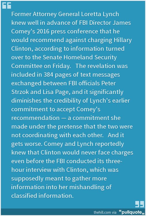 dmcparson's tweet image. #ItMakesMeAnxiousWhen I see these people are like the Mob: Was Lynch coordinating with Comey in the Clinton investigation? | TheHill pllqt.it/Kdbhqr