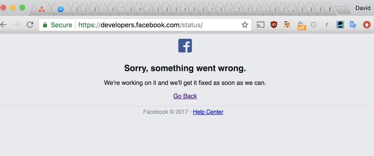 Even Facebook's platform status page is down :/
#facebookdown