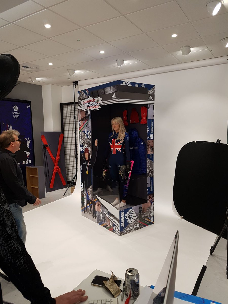 Elise_Christie's tweet photo. A little behind the scenes at @TeamGB kitting out and a first look at our @Olympics kit, and me as an action hero!! #WeAreTheGreat #TeamEC 😎🇬🇧 https://t.co/wOei7fJDDS