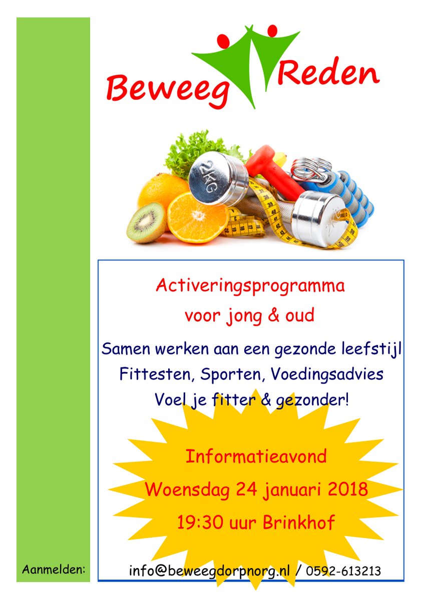 Woensdag info avond #BeweegReden. 
Aanmelden kan nog ....