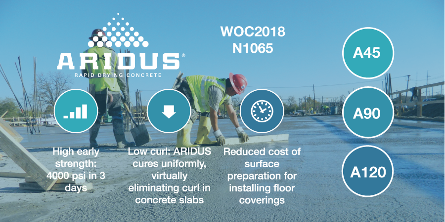 ARIDUSConcrete's tweet photo. Find out about the only concrete solution to #MoistureMitigation at #WOC2018 in the North Hall, booth N1065. #ARIDUS #SpeedtoMarket https://t.co/7vyWi2z0c3