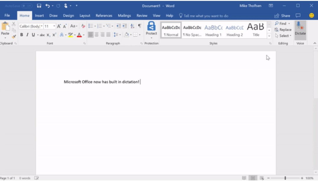 NEW! Dictation (speech to text) is coming built-in to Office, including Word, PPT and Outlook Desktop, #OneNote for Windows 10, Word &amp; OneNote Online. 9 languages, learn more: blogs.office.com/en-us/2018/01/… #mieexpert #AssistiveTech #dyslexia #BETT2018 #MicrosoftEDU