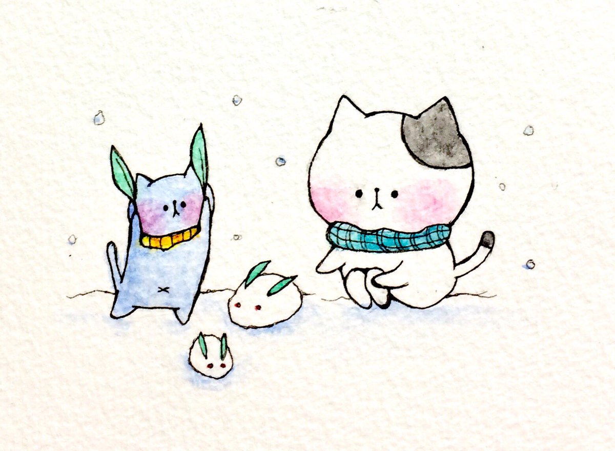 おこにゃん 雪うさぎ 雪うさぎ 冬 雪 うさぎ 猫 ネコ ねこ イラスト 可愛い 手描き 癒し 絵描きさんと繋がりたい イラスト好きな人と繋がりたい Cats T Co Hug7ojf65l Twitter