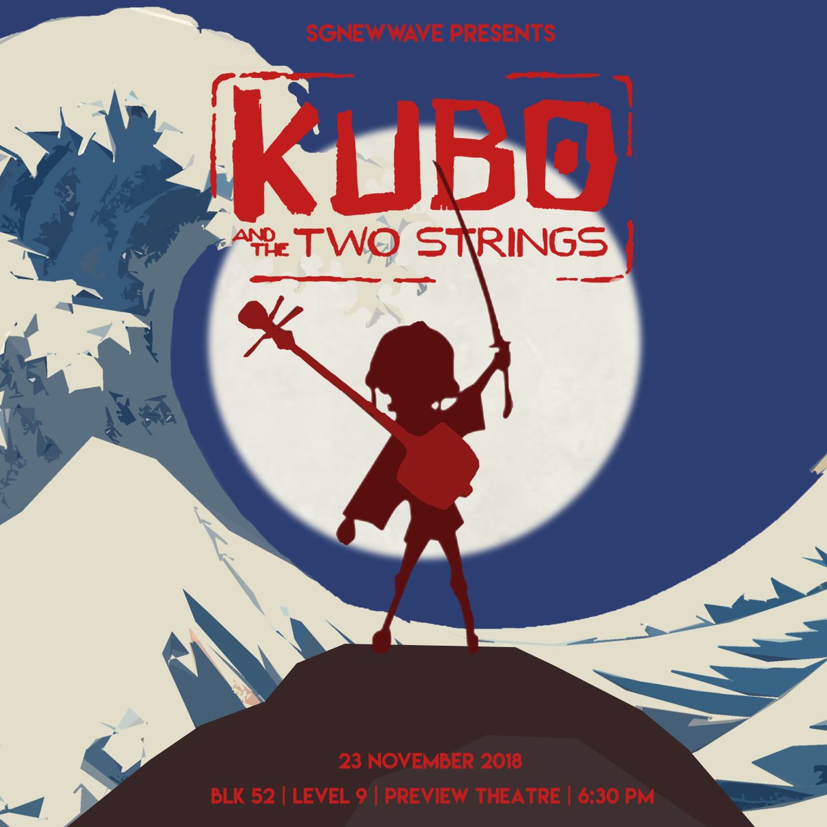 sgnewwave's tweet photo. Ready to be blown away by incredible stop-motion animation and experience an emotional journey like no other? Join us at the Preview Theatre tomorrow to catch "Kubo and the Two Strings" at 6.30pm!! #SGNW #SGNewwave #kuboandthetwostrings https://t.co/Q6mp7hDkN6