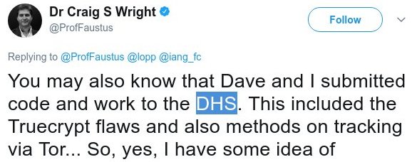 Craig Wright just confirmed he worked with the Department of Homeland Security to track people using Tor. 🤷‍♂️

h/t <a href="/brian_trollz/">Shinobi</a>