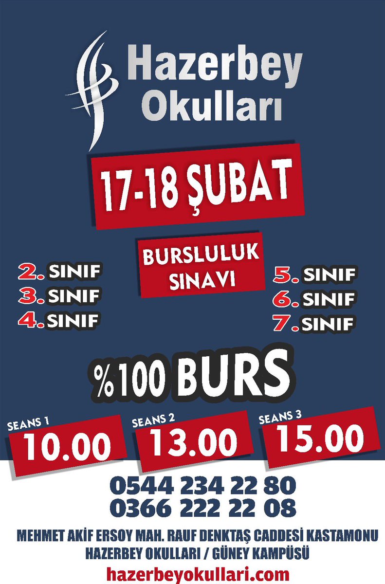 Hazerbey Okulları Bursluluk Sınavı Başarınıza Değer Katın 🎓