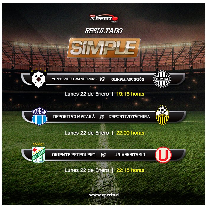 ¡Que no te falten partidos! Los resultados simples ya están aquí ;)