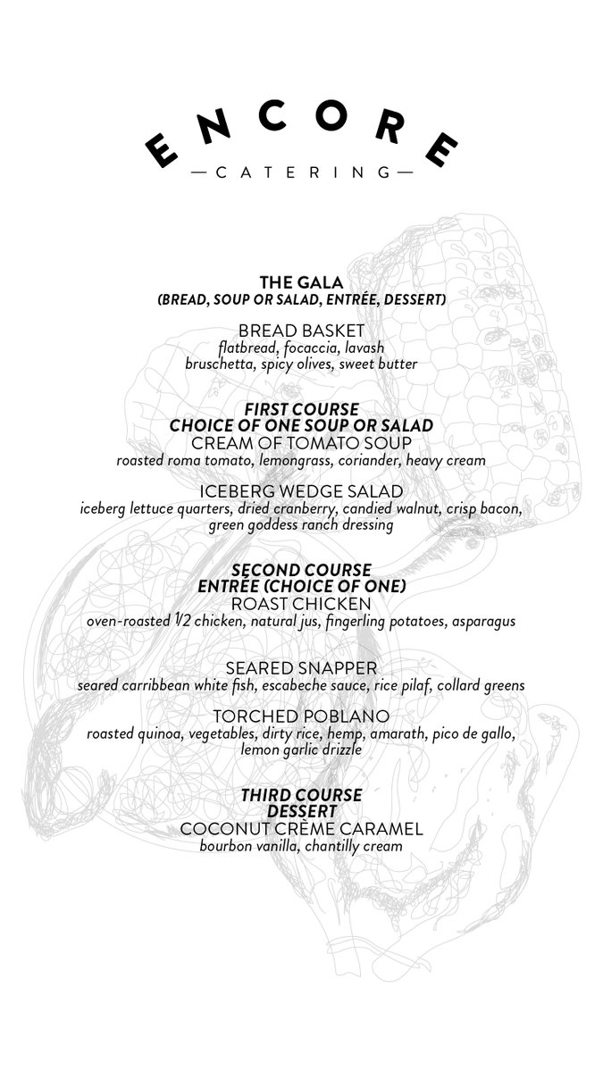 Check out our mouth-watering Breakfast, Lunch, Plated Dinner &amp; Buffet sample catering menus - for more info visit EncoreCatering.com or call (416) 661-4460! 🍳🌮🥘