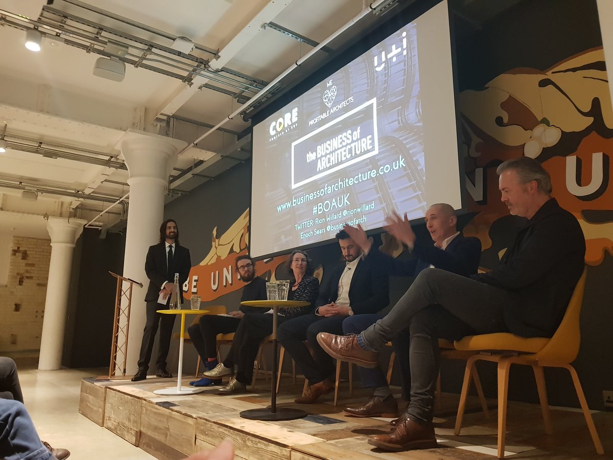 Fascinating discussion @uandiplc on the Business of Architecture #BOAUK chaired by <a href="/RionWillard/">Rion Willard</a>. @CarlCTA 'The most successful practices are based on people and building relationships'