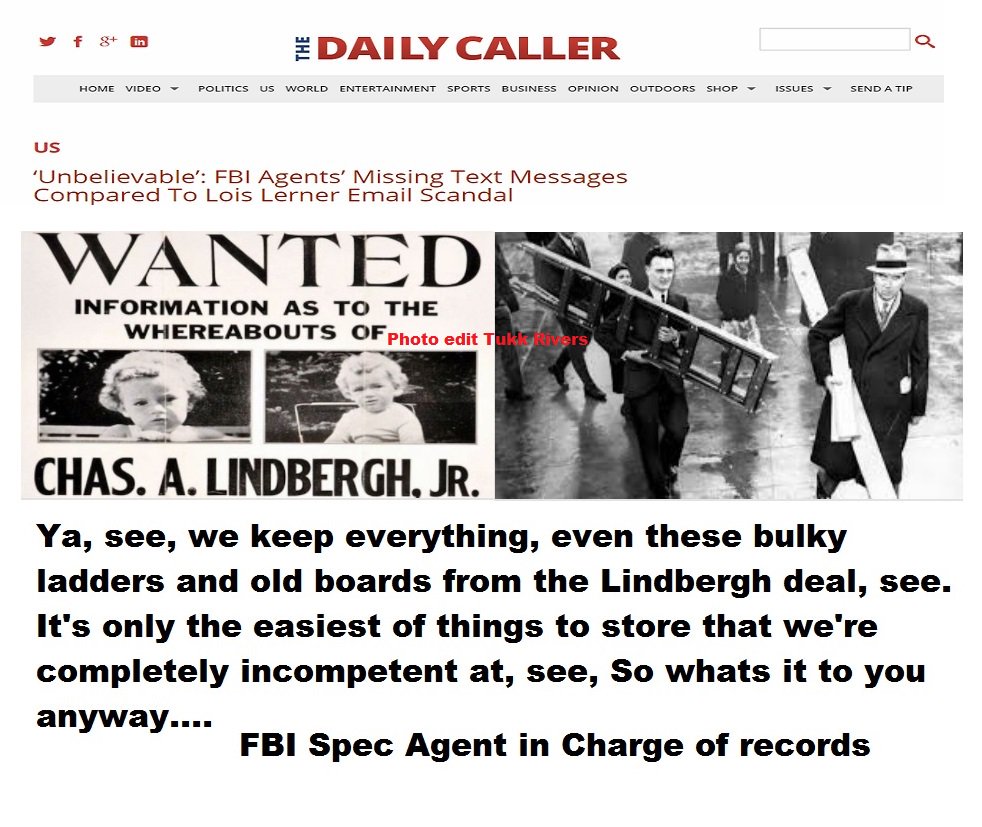 RealTukkRivers's tweet photo. Some serious bullsh*t at the FBI

They "lost" 5 months worth of text msgs by partisan agents

requested in a foia?

These fkers still have ladders &amp; boards from the Lindbergh baby kidnapping

https://t.co/4odKet3pHE

#FBIcompromised #EliteFBIcommieORG #DontTrustFBI https://t.co/TlvOeBqBx9