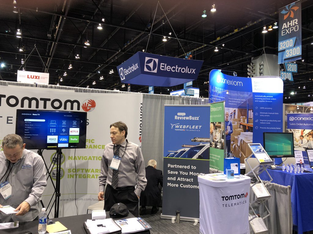 It may be cold out but we're warming things up at AHR Expo with the folks from WEBFLEET. Come visit us today and grab a ticket to our exclusive after party! #AHR #morereviewsmorerevenue