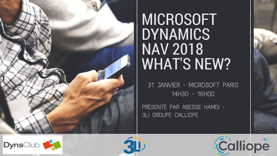 Présentations des nouveautés Microsoft Dynamics NAV 2018 à la réunion Dynsclub du 31 janvier 2018 blog.3li.com/presentations-…