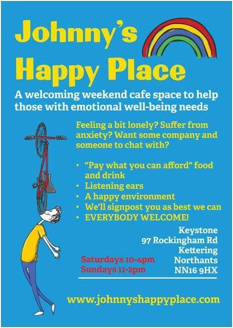 If you're feeling lonely, suffer from anxiety, or just want some company and a person to chat with. why not head to Johnnys Happy Place on Rockingham Road in Kettering? EVERYBODY WELCOME! #KetteringHour
