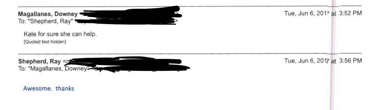 c_m_dangelo's tweet photo. Here's Downey Magallanes — a top aide of @SecretaryZinke and the daughter of longtime @peabodyenergy exec Fred Palmer — advising her father's former employer in June on who at Interior could best help the coal company get a mine modification through @OSMRE. https://t.co/pc9ePcepoC
