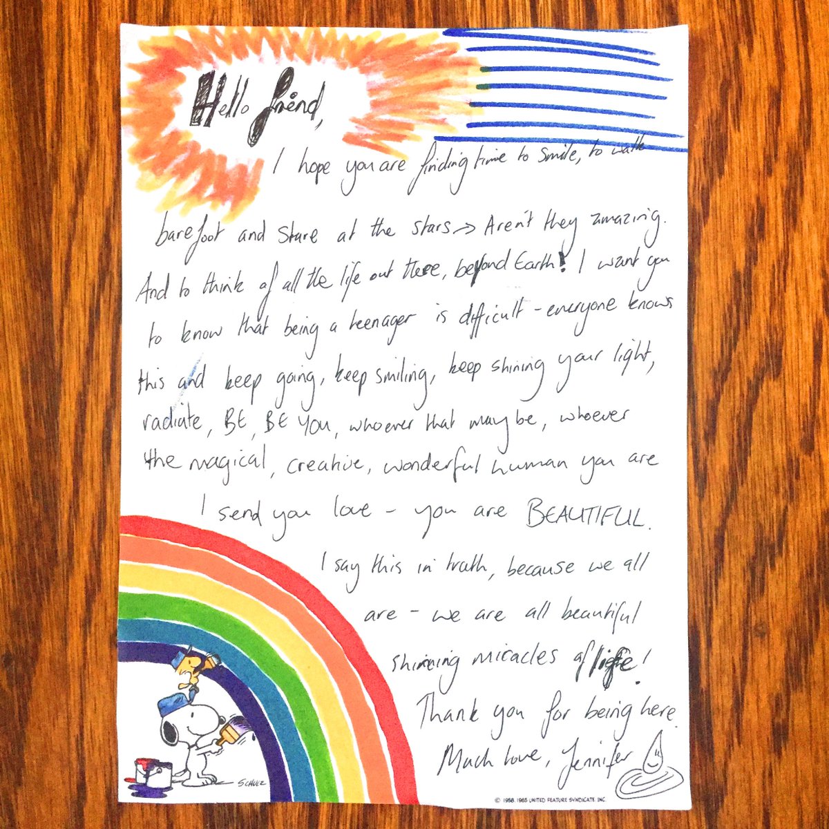 HopeNAnEnvelope's tweet photo. “Being a teenager is difficult. Radiate, BE, be you, whoever that may be.” 🌈 #HopeInAnEnvelope https://t.co/3XRqFbU6il