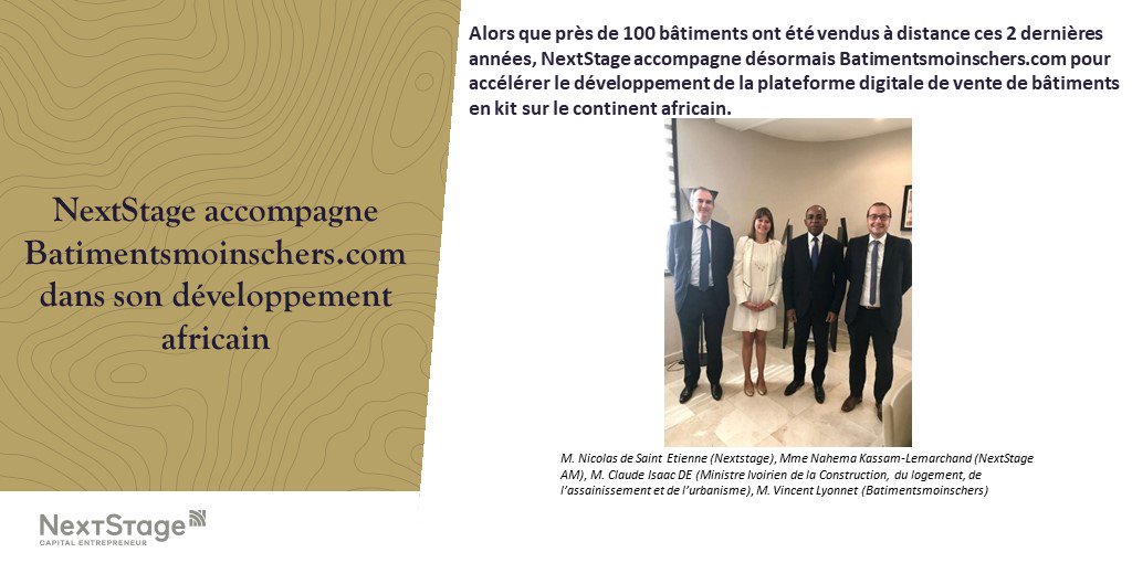 NextStageAM's tweet photo. [Nos #entrepreneurs] #NextStage accompagne désormais l’équipe de @batsmoinschers ! L’objectif : accélérer le #développement de la plateforme digitale de vente de bâtiments en kit sur le continent africain ! https://t.co/HNxUAwain4 https://t.co/NUNCGkzDx9