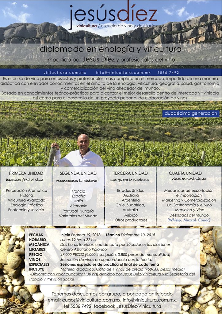 Estamos ya preparando el inicio de nuestra siguiente generación del diplomado en enología. Para todos los entusiastas.