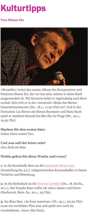 perr0n3's tweet photo. diesen Mittwoch_24.01.2018 Türöffnung 19:30h bee-flat im PROGR Bern
#simonho #keys #simonbaumann #drums #hanskoch #reeds #live #turnhalle #bern #concert #lessimonfeaturinghanskoch Interivew in der Berner Kulturagenda
https://t.co/DhwwWNsvCS https://t.co/InfDydJN5x