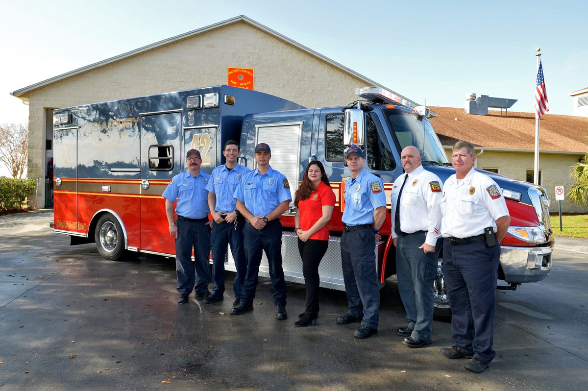 OsceolaCountyFl's tweet photo. District 1 County Commissioner Peggy Choudhry was joined this morning by the crew of Osceola County Fire/Rescue Station 42 on Poinciana Boulevard to celebrate the activation of Rescue 42, which features many improvements for patient #safety and care. https://t.co/TrH4uFpdEI