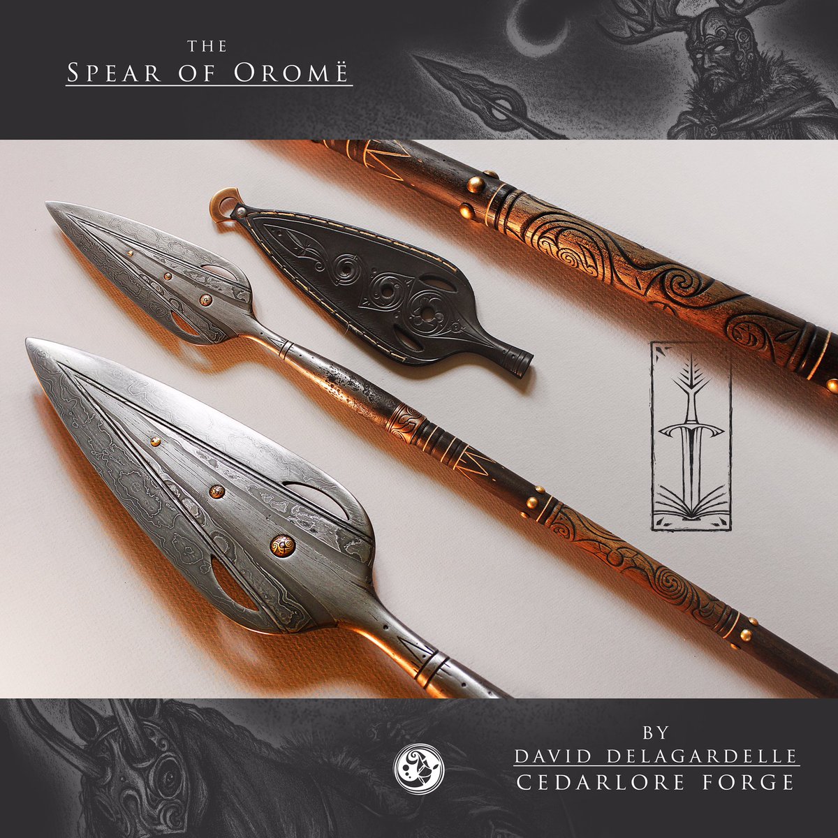 Cedarlore's tweet image. The Spear of Oromë, the Hunter Valar - inspired by J.R.R Tolkien's Silmarillion. Forged out of meteorite, 200+ year old wrought iron from England, and high carbon tool steel. Made in collaboration with some of my best friends for an amazingly kind customer! #Tolkien