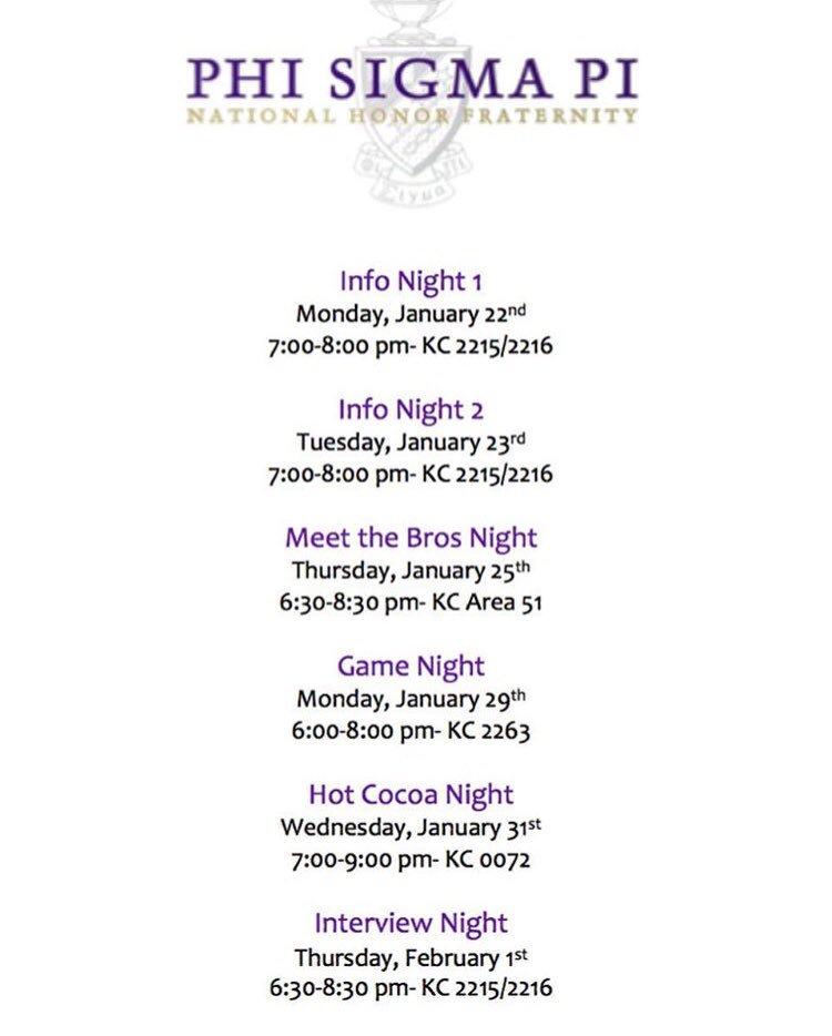 alexandraloyd_'s tweet photo. Interested in a brotherhood for life as well as learning more about leadership and helping the community? Come meet the brothers of Phi Sigma Pi at our rush events this week and next to learn more about us! #RushPhiSigmaPi 💜💛 https://t.co/9CuTxNgBqS