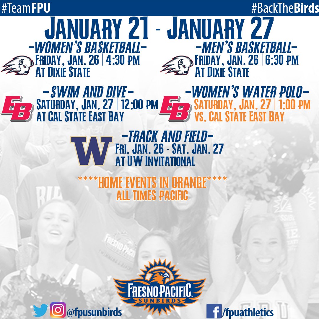 fpusunbirds's tweet photo. Just one home game this week, so come on out to Sunnyside Aquatics Center and support @FpuPolo on Saturday!

#TeamFPU #BackTheBirds

☀️🐥🤽‍♀️🏠 https://t.co/6wcVWFcWBv