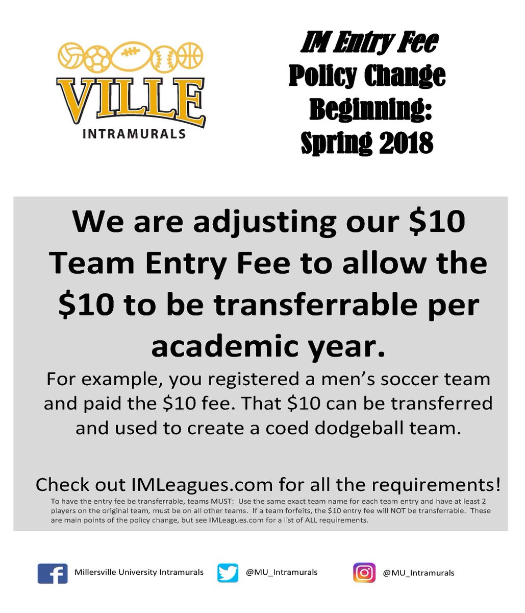 MUCampusRec's tweet image. New policy starting this semester... Check it out! #EntryFee