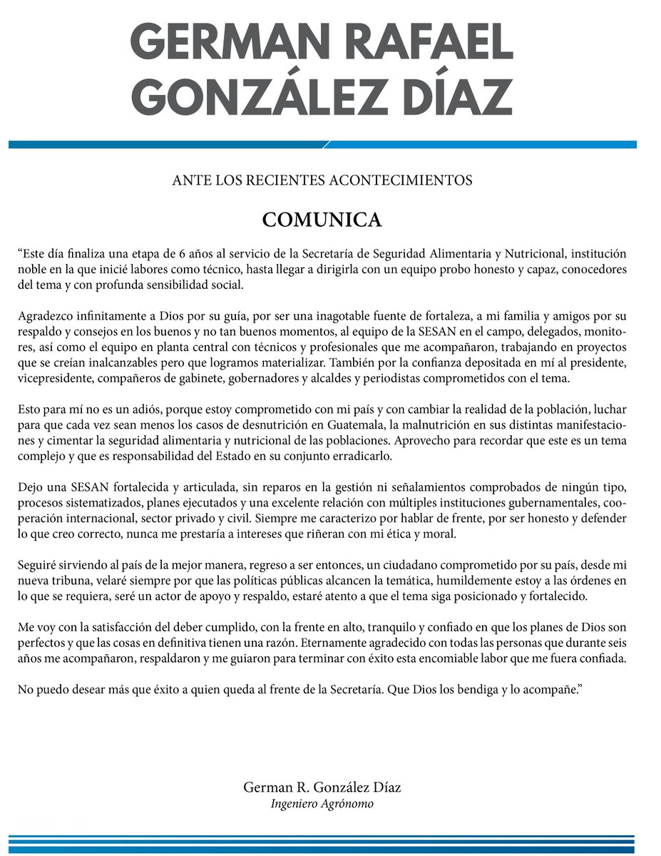 Ante los recientes acontecimientos comunico: