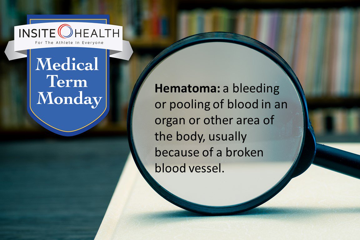 InSite_Health's tweet photo. Medical Term Monday: Hematoma
Your weekly tidbit of medical terminology, because knowledge is power!
#MedicalTermMonday #MTM #MedicalTerminology #SportsMedicine #Definition #Knowledgeispower #InSiteHealth #Hematoma https://t.co/qPFziIN08M
