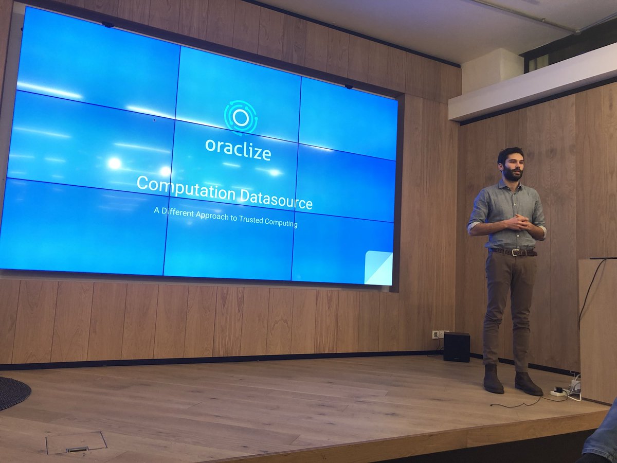 provablethings's tweet photo. Our Software Engineer @marco_giglio presenting our Auditable Computation datasource to scale Blockchain applications today!
#OraclizeMeetup @ThinkRiseLDN https://t.co/VNbtscsXVB