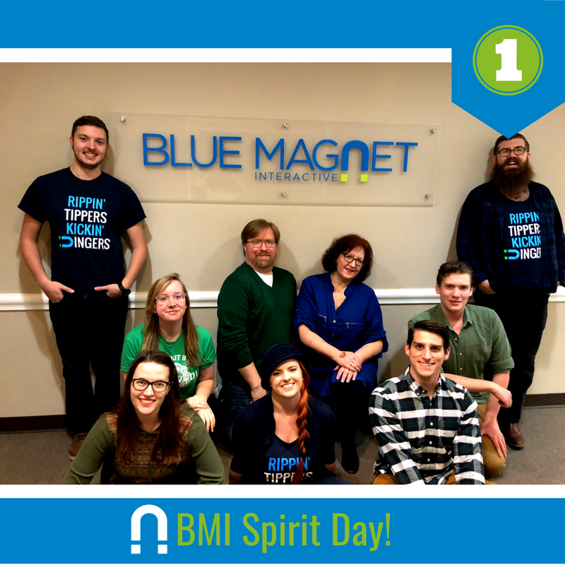 Blue_Magnet's tweet photo. Day 1 of #11DaysofBMI celebrates our company colors - blue and green! #TeamBMI pulled these two cool colors from their wardrobes to celebrate our #AgencyAnniversary. #AgencyLife https://t.co/z1DFTnNXl4