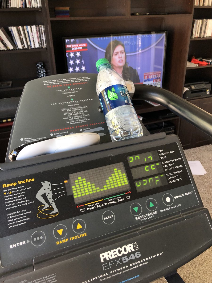 sara_fantastic's tweet photo. Look, my best workouts are courtesy of @SarahHuckabee and this administration’s “clarity”. #hateworkout #myownfireandfury #pressbriefing #WhiteHouse #TheResistance https://t.co/XtXyiMSZQo