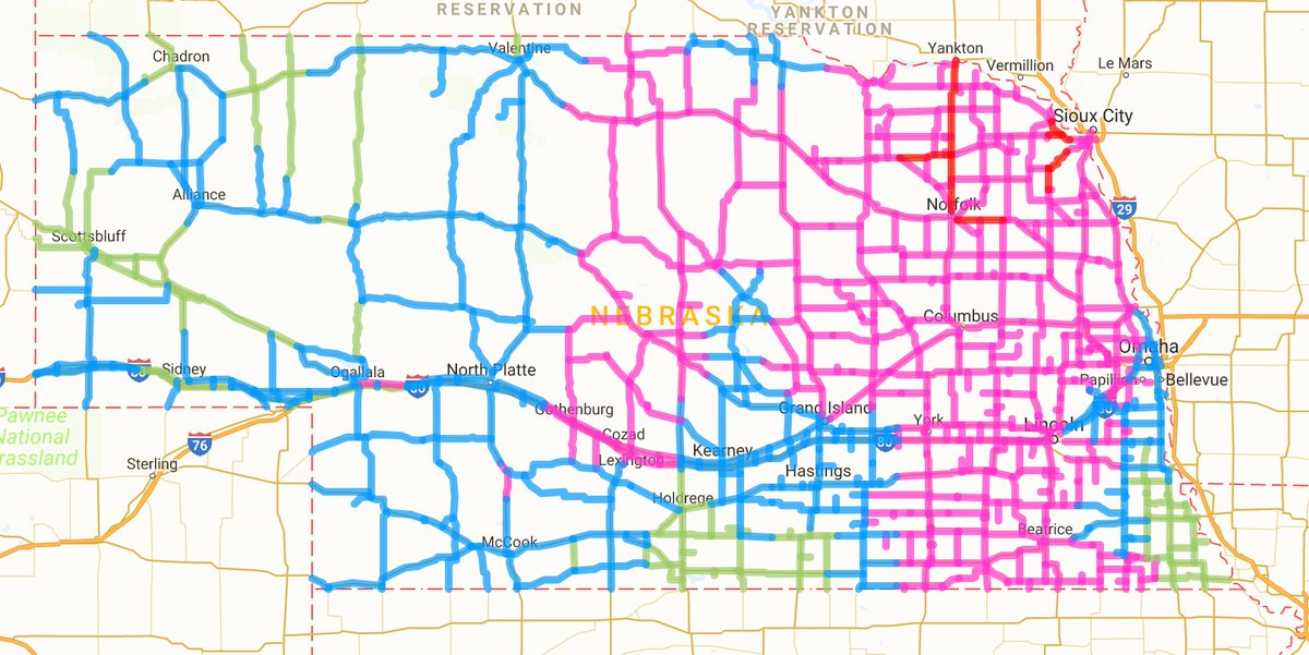 Detailed Nebraska Road Map