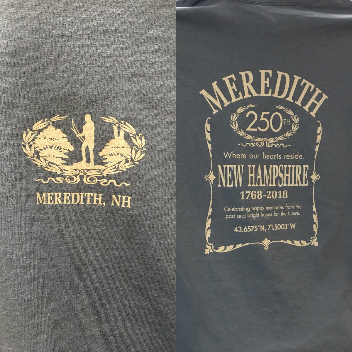 Oglethorpe_NH's tweet photo. Celebrate Meredith’s 250th anniversary with these awesome long and short sleeved shirts we now have in stock! #shopsmall #shoplocal https://t.co/s3JGBCwKHn