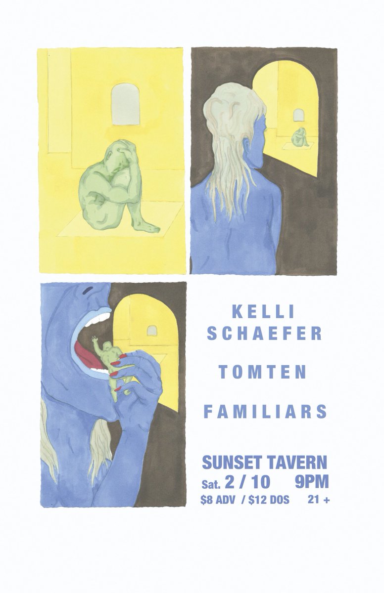 KelliSchaefer's tweet photo. Looking forward to our show with @TomtenMusic and Familiars in a few weeks! Saturday, 2/10 at the @sunsetballard in Seattle. 

Keep an eye out around town for these posters Brian (of Tomten) made for the show! https://t.co/efJ2tKy8W5