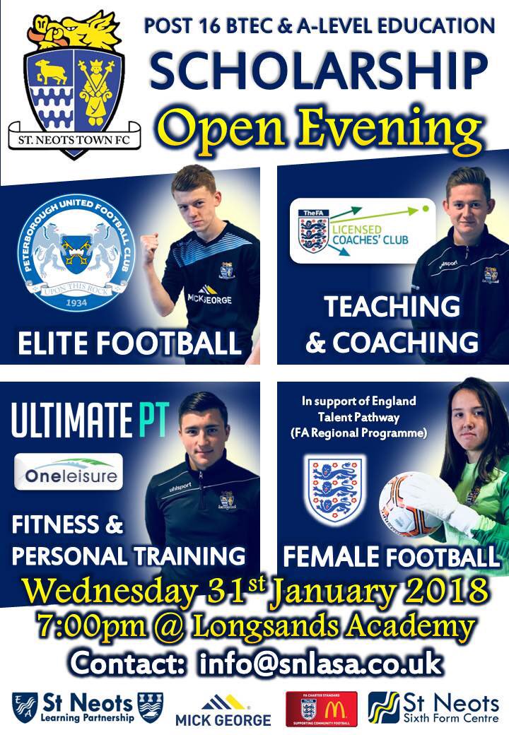 StNeotsTownFC's tweet photo. .@pindropstneots
⭐CALLING ALL POTENTIAL SCHOLARS⭐
OPEN EVENING
WEDNESDAY 31ST JANUARY 7.00pm
LONGSANDS ACADEMY https://t.co/UmgARgxt3b