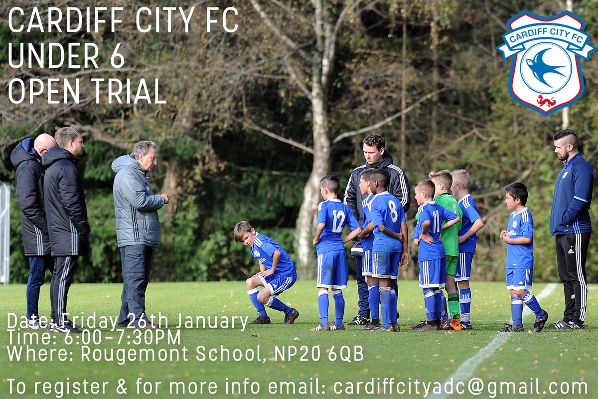 CardiffCityADC's tweet photo. A great opportunity for any talented U6 players in Year 1 or below to come along to our open trial on the 26th! #football #PortHour https://t.co/nM2kMIaGob