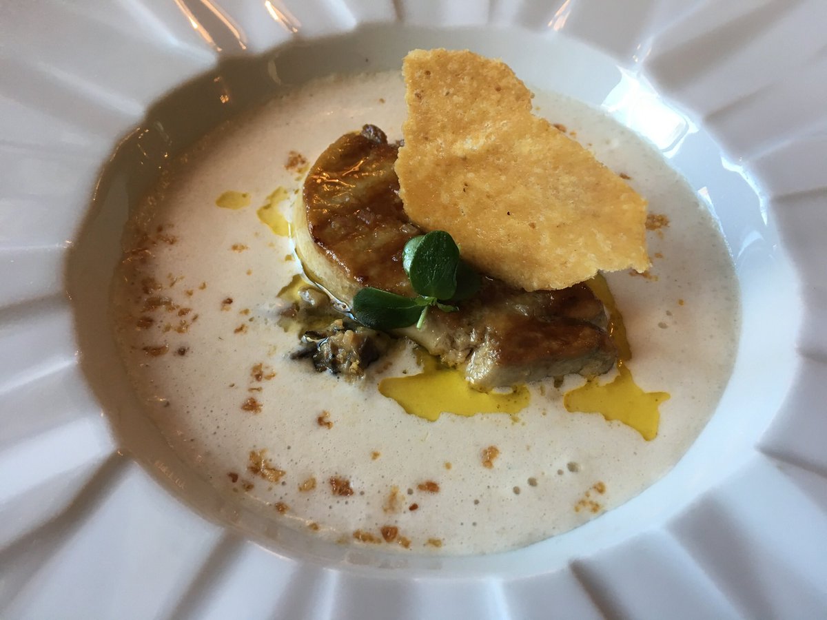Crema de castañas con foie a la plancha. Menu ejecutivo en Restaurante Goya @HotelRitzMadrid