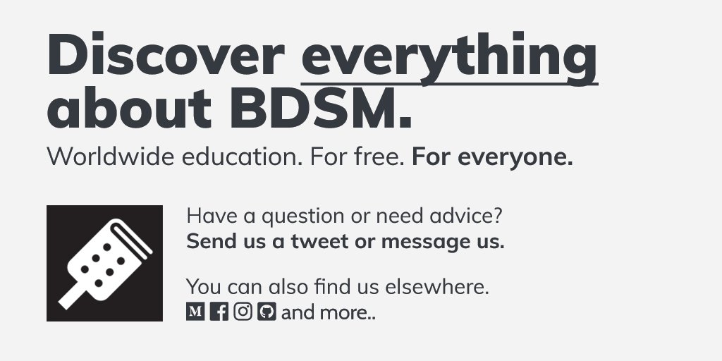 bdsm's tweet photo. We're BDSM Organization, the worldwide educational organization focused around BDSM, fetishes, and expressive play provided by teachers, educators, and contributors all around the globe. Discover yourself.

🚀Have a question or need advice? Let us know! https://t.co/m7SKyNVlRo