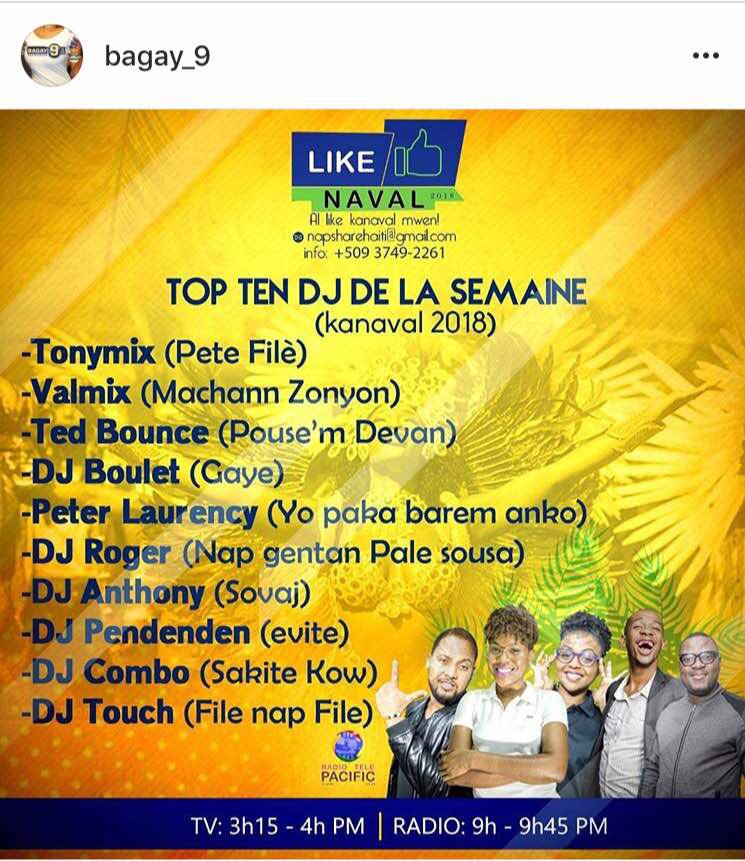 djtouch_one's tweet photo. Top Ten de la semaine #Kanaval2018...Bagay_9 🙌🏼💯...#FileNapFile🔥💥 https://t.co/KPNKaAwS2w